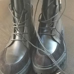 Givenchy Aviator Suede Trimmed Ankle Boots